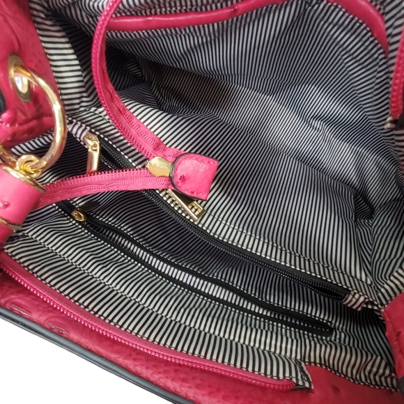 Faux Ostrich and Crocodile Hot Pink Vegan Satchel Handbag Unbranded - Picture 8 of 8